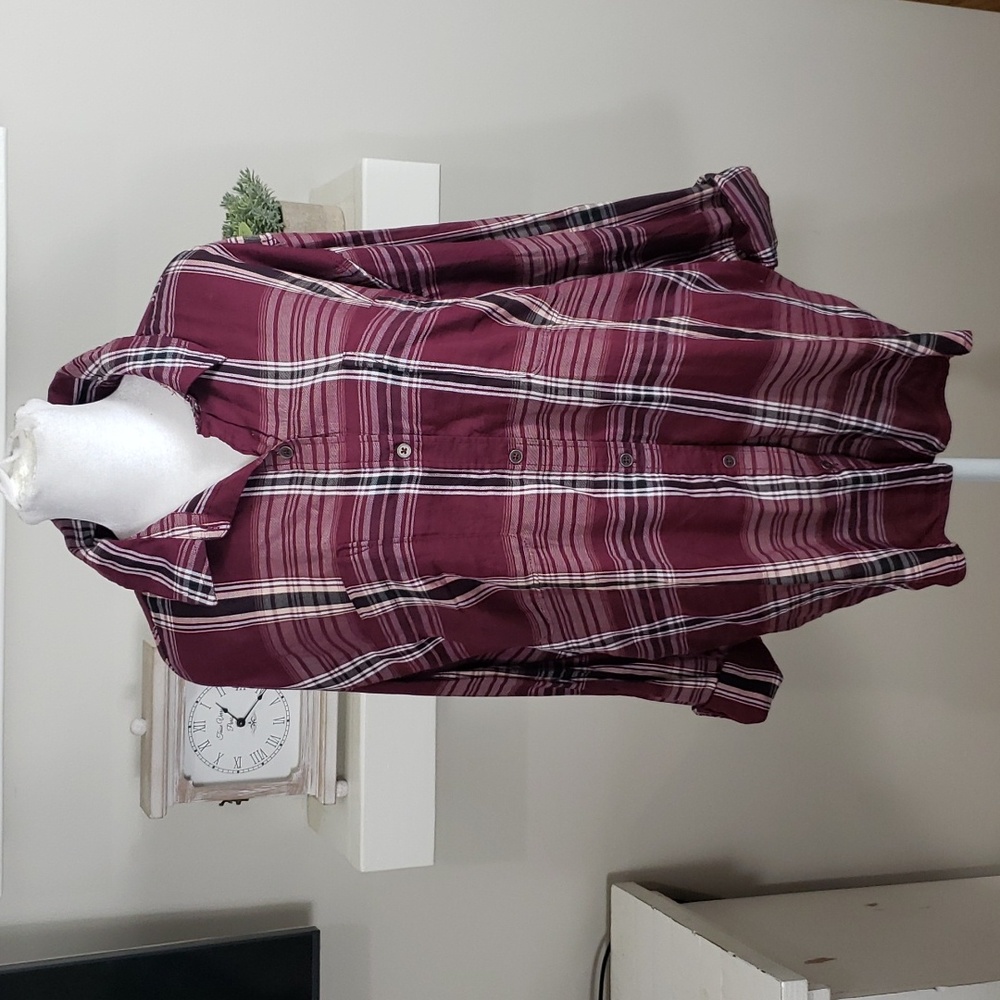 Mudd Burgundy Plaid Long Sleeve Button Down Brand New With Tags